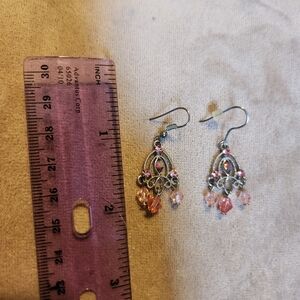 Elegant Silver and Pink Dangle Earrings